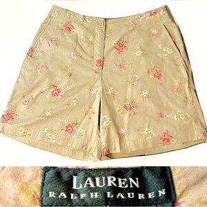 Vintage 90s LRL High Waist Country Floral Wide-Leg Shorts 6” Inseam